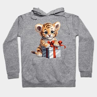 Baby Christmas Tiger With Gift Hoodie